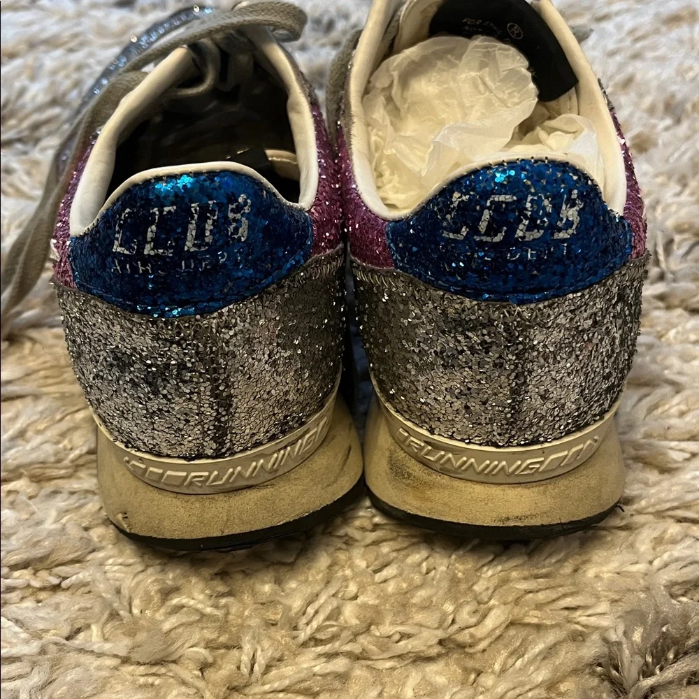 Golden Goose glitter sneaker. Silver. Size 36. Pre-owned. - Picture 3 of 9